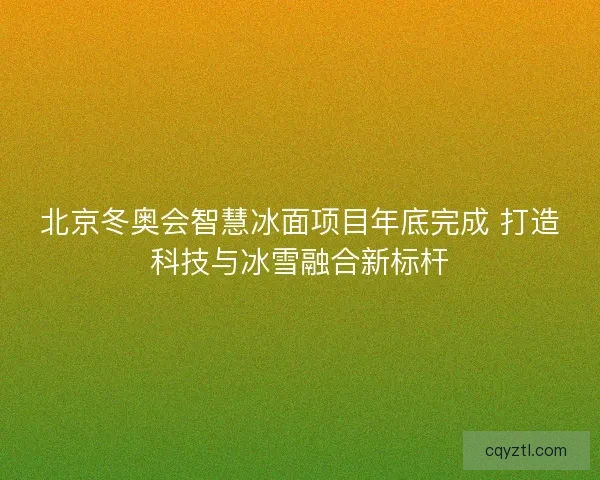 北京冬奥会智慧冰面项目年底完成 打造科技与冰雪融合新标杆