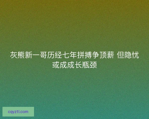 灰熊新一哥历经七年拼搏争顶薪 但隐忧或成成长瓶颈